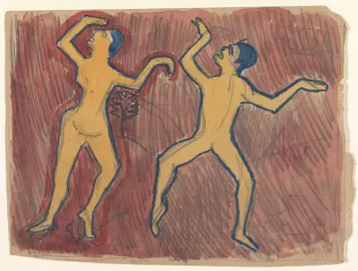 Cave of the Golden Calf; Study of Two Frenzied Dancers av Spencer Frederick Gore