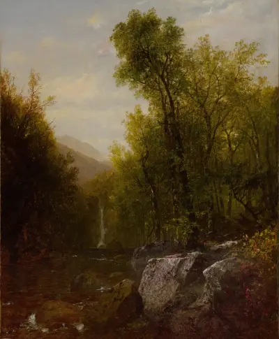Fiske nära ett skogsfall av John Frederick Kensett