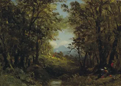 Landskap med figurer av John Frederick Kensett