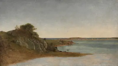 View near Newport av John Frederick Kensett