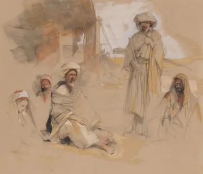 Ett beduinläger vid Gebel Tor i Sinaiöknen av John Frederick Lewis
