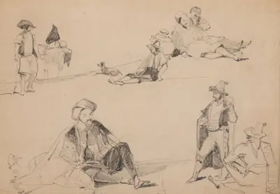 Figurstudier i dräkt av John Frederick Lewis