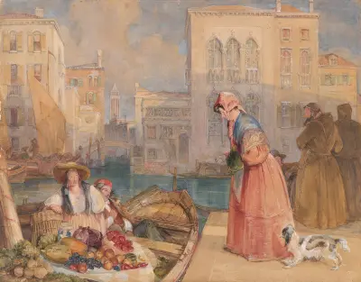 Frukthandlare vid en venetiansk kanal av John Frederick Lewis