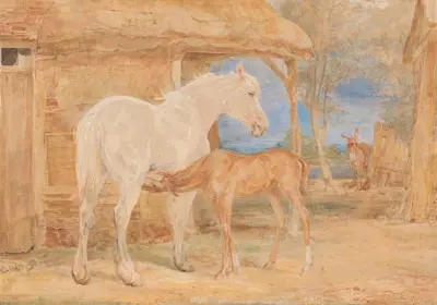 Grå märr och en fuxföl av John Frederick Lewis