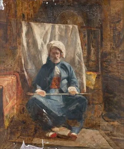 Skiss till I bezestinen, El Khan Khalil, Kairo av John Frederick Lewis