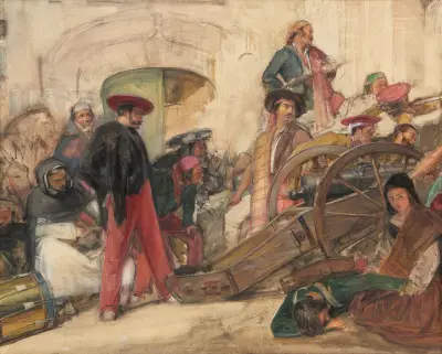 Spansk slagscen; Don Carlos utropande av John Frederick Lewis