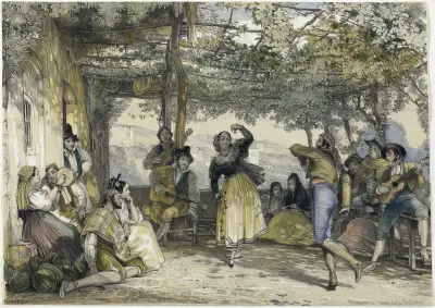 Spanska bönder som dansar bolero av John Frederick Lewis
