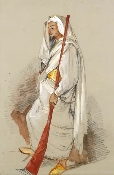 Study Of A Man Wearing North African Dress av John Frederick Lewis