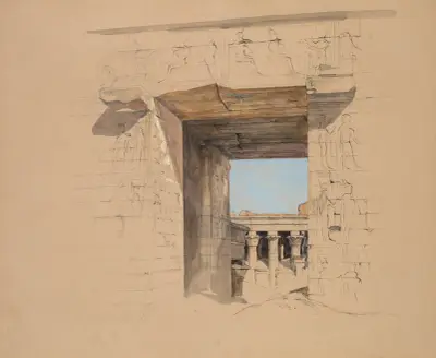 The Temple of Edfu; The Door of the Pylon av John Frederick Lewis