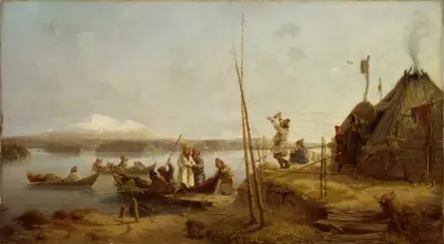 Bridal Homecoming at Lake Hornavan av Johan Fredrik Höckert