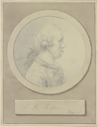 Brustbild des Johann Adam Hiller im Profil nach rechts av Heinrich Friedrich Füger