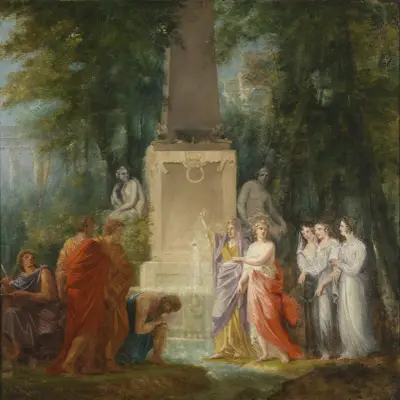 Dichter trinken am Kastalischen Quell das Wasser der Wahrhei av Heinrich Friedrich Füger
