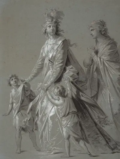 Josepha Hortensia Füger mit ihren Kindern als Medea av Heinrich Friedrich Füger