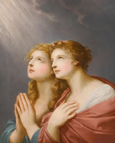 Study For Two Female Figures Praying av Heinrich Friedrich Füger