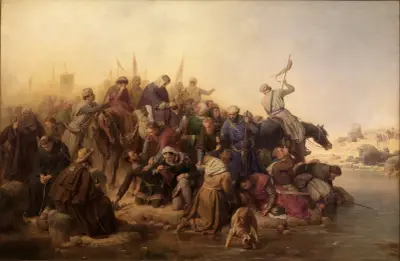 The crusaders in the desert av Karl Friedrich Lessing