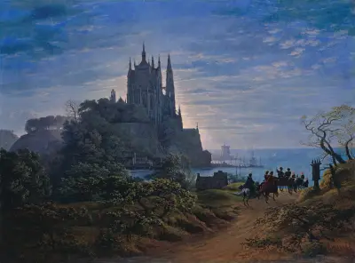 Gothic Church on a Rock by the Sea av Karl Friedrich Schinkel