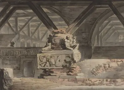 Stage Design – A Sepulchral Vault av Karl Friedrich Schinkel