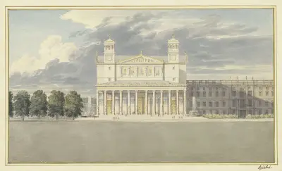 The Façade and Suroundings of a Cathedral for Berlin av Karl Friedrich Schinkel