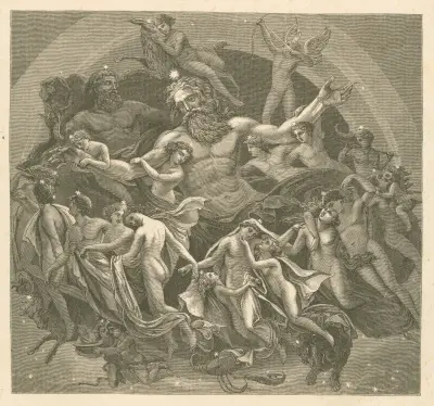 Uranus surrounded by the dance of the stars av Karl Friedrich Schinkel