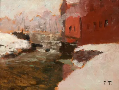 Den røde Fabrik (l’usine rouge) av Frits Thaulow