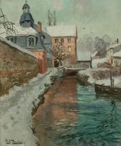 La Chapelle de Lillebonne, neige av Frits Thaulow