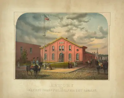 Första truppens Philadelphia City Kavalleris rustkammare av James Fuller Queen