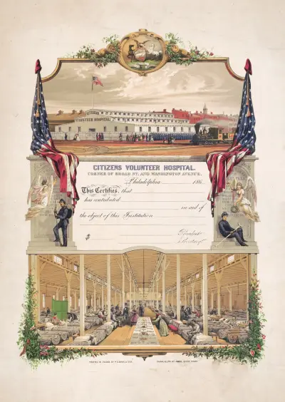 Medborgarnas frivilliga sjukhus – hörnet av Broad St. och Washington Ave. av James Fuller Queen