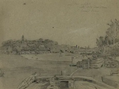 Fairmount Waterworks vid Schuylkill River, Philadelphia, Pa. av James Fuller Queen