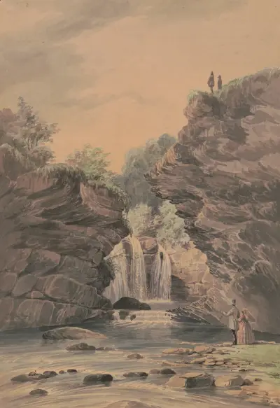 Marshall Falls nära Delaware Water Gap av James Fuller Queen