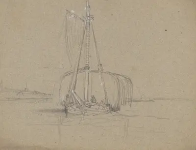 Segelbåt lastad med hö av James Fuller Queen