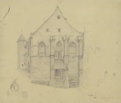 Fasaden till St. Martin i Lorch am Rhein av Jakob Fürchtegott Dielmann