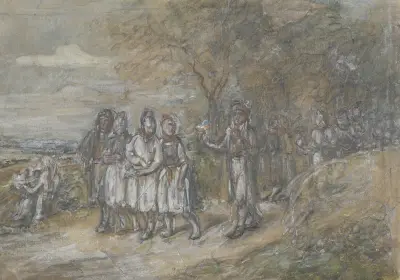 Hessian farm youths av Jakob Fürchtegott Dielmann