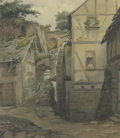Village motif av Jakob Fürchtegott Dielmann
