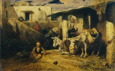 Asses resting; A Turkish Scene av Alexandre-Gabriel Decamps