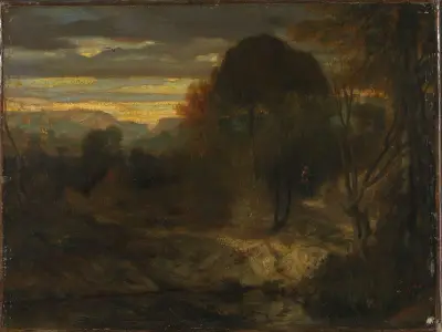 Evening landscape av Alexandre-Gabriel Decamps