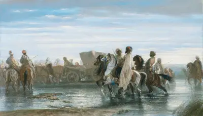 Fording a River av Alexandre-Gabriel Decamps
