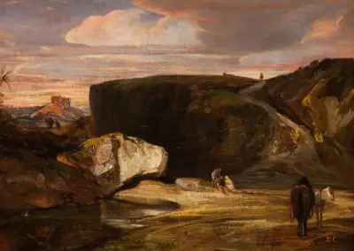 Landscape with the Good Samaritan av Alexandre-Gabriel Decamps