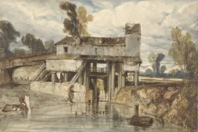 Landschap met watermolen av Alexandre-Gabriel Decamps
