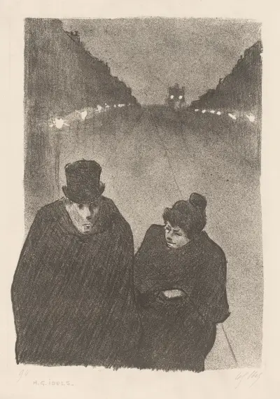 Man och kvinna på gatan om natten av Henri-Gabriel Ibels
