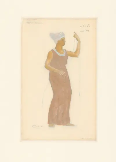 Penelope – kostymskiss – Alcandre, tredje spinnerskan (Cécile Rex eller Alice Gauthier) av Henri-Gabriel Ibels