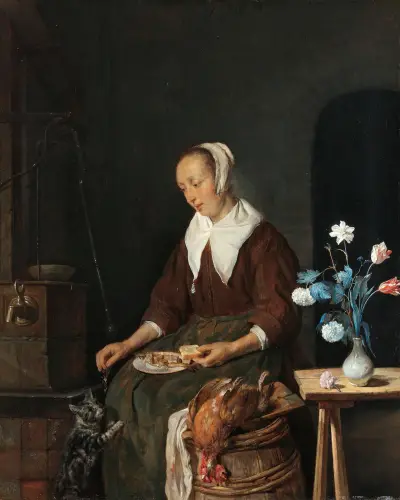 The Cat’s Breakfast av Gabriel Metsu