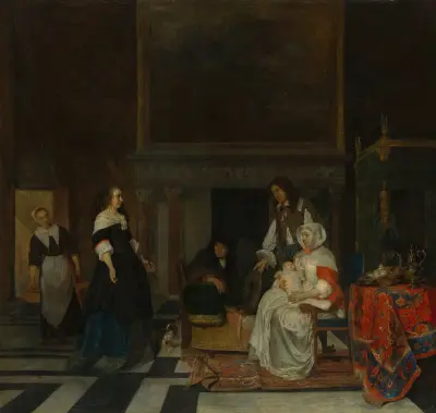 The Visit to the Nursery av Gabriel Metsu