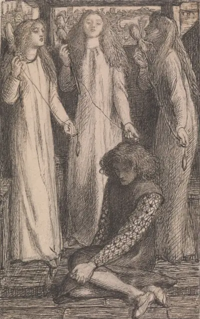 Illustration to the Maids of Elfen-Mere av Dante Gabriel Rossetti