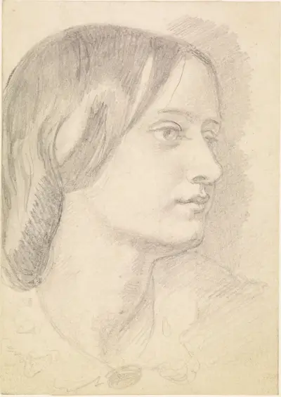 Portrait of Red Lion Mary, Mrs Mary Nicholson av Dante Gabriel Rossetti