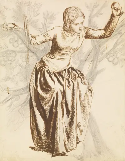 Study of Guenevere seated in apple tree av Dante Gabriel Rossetti