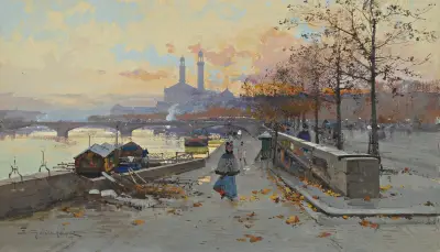 Au Quai av Eugène Galien-Laloue
