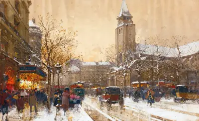 Boulevard Saint-Germain, Paris av Eugène Galien-Laloue