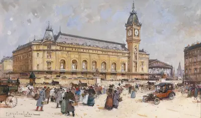 Gare de Lyon av Eugène Galien-Laloue
