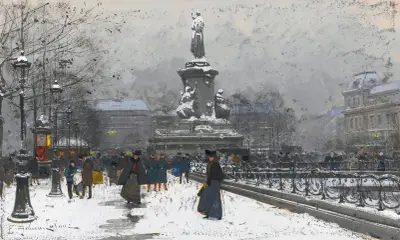 Place de la République (Snö) av Eugène Galien-Laloue