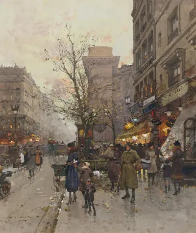 La Porte Saint Denis, Paris av Eugène Galien-Laloue